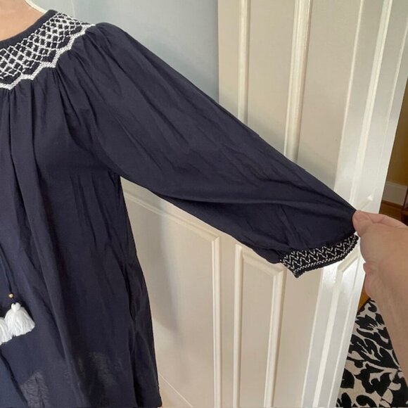 Figue 100% Cotton Smocked Embroidered Charlie Relaxed Fit Mini Dress Large - Picture 9 of 15